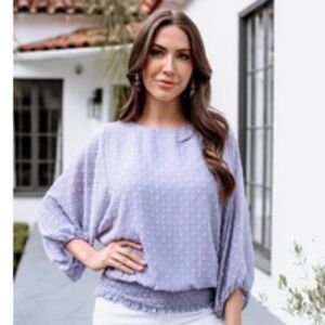 Veronica M Swiss Dot Batwing Blouse - Size M (NWT)